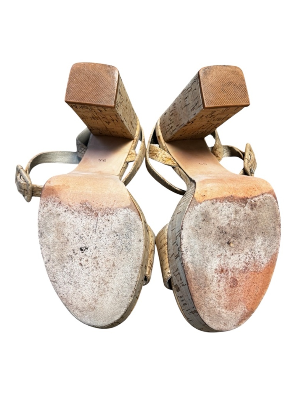HOUSE OF HARLOW 1960 Mika Platform Heel in Natural Cork Leather Sole Sz 9.5 - Picture 13 of 17